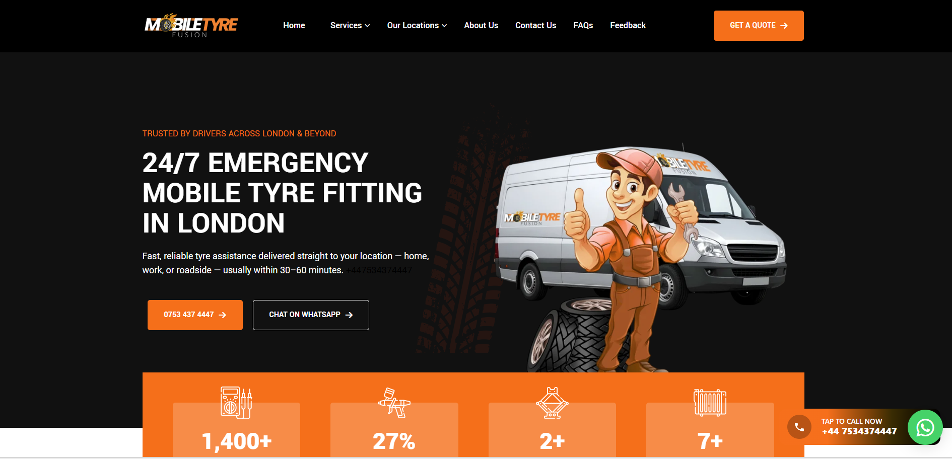 WordPress Website for Mobile Tyre Fusion